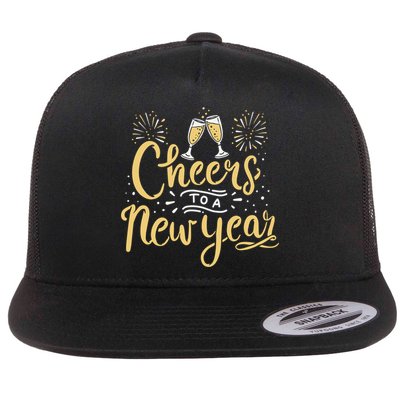 M156 Cheer To A New Year Funny Happy New Year Wine Party Gift Flatbill Hat