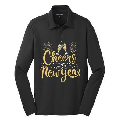 M156 Cheer To A New Year Funny Happy New Year Wine Party Gift Silk Touch Performance Long Sleeve Polo