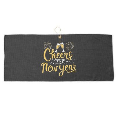 M156 Cheer To A New Year Funny Happy New Year Wine Party Gift Large Microfiber Waffle Golf Towel