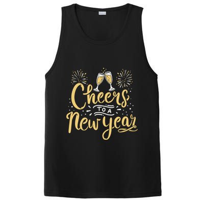 M156 Cheer To A New Year Funny Happy New Year Wine Party Gift PosiCharge Competitor Tank