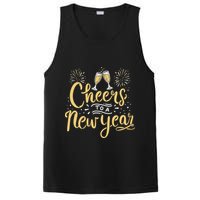 M156 Cheer To A New Year Funny Happy New Year Wine Party Gift PosiCharge Competitor Tank