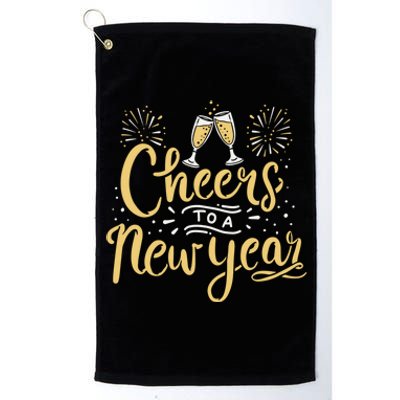 M156 Cheer To A New Year Funny Happy New Year Wine Party Gift Platinum Collection Golf Towel