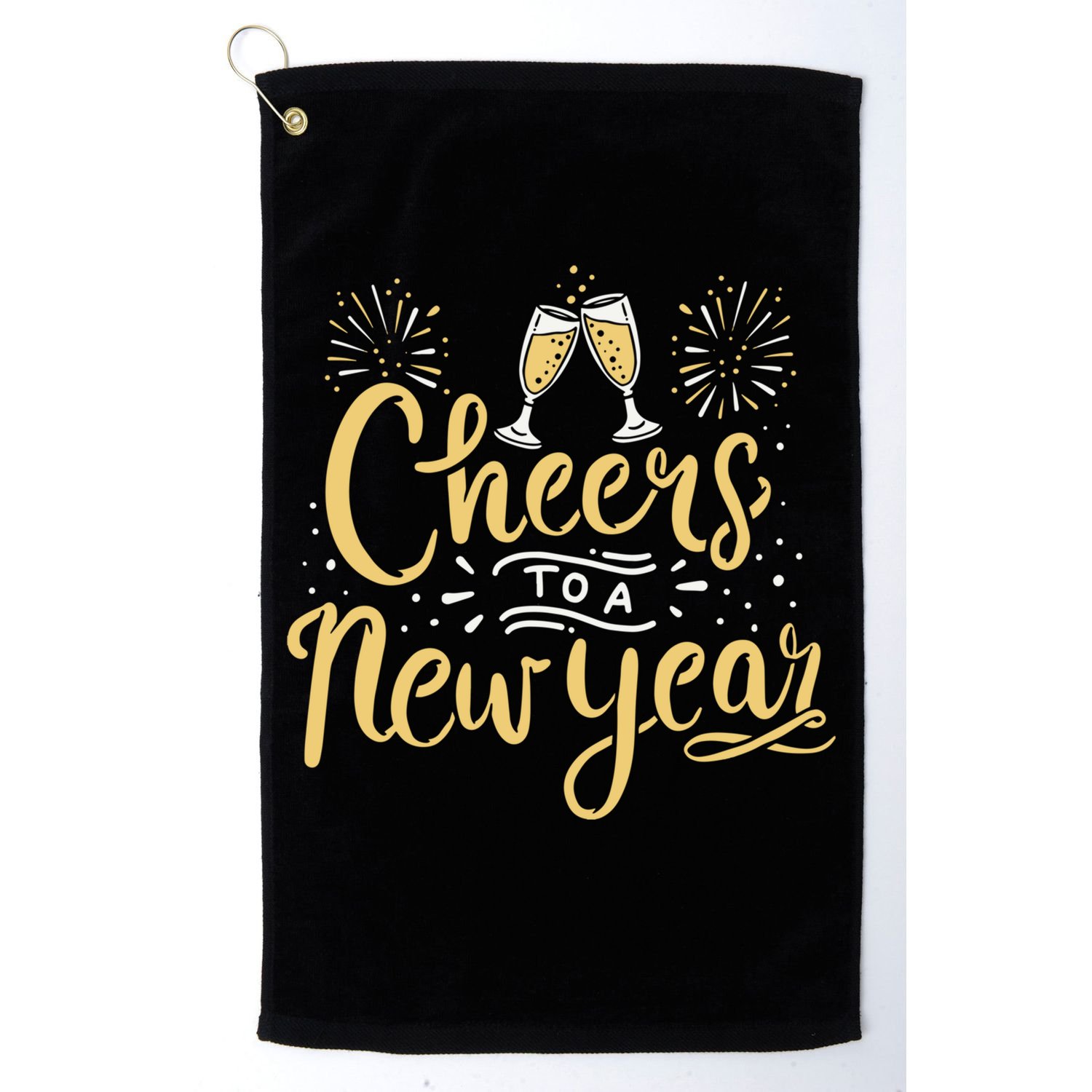 M156 Cheer To A New Year Funny Happy New Year Wine Party Gift Golf Towel