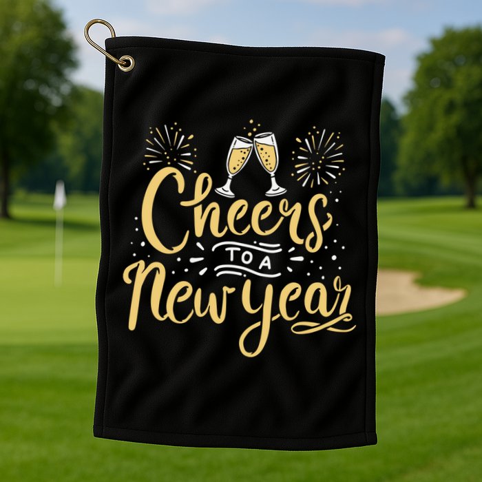 M156 Cheer To A New Year Funny Happy New Year Wine Party Gift Golf Towel