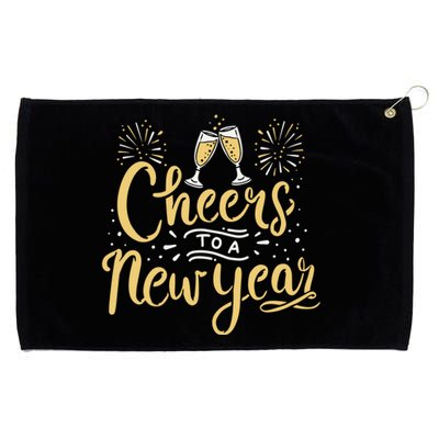 M156 Cheer To A New Year Funny Happy New Year Wine Party Gift Grommeted Golf Towel