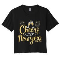 M156 Cheer To A New Year Funny Happy New Year Wine Party Gift Crop Top