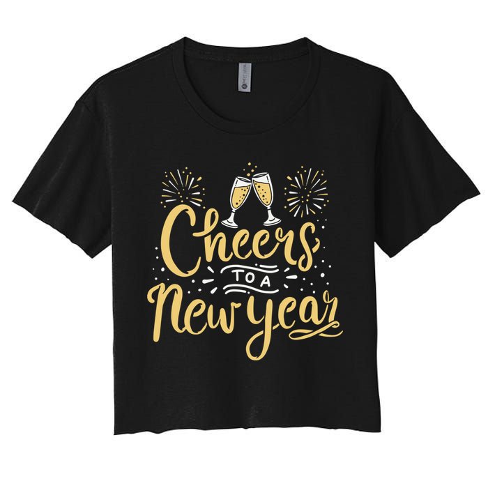 M156 Cheer To A New Year Funny Happy New Year Wine Party Gift Crop Top