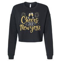 M156 Cheer To A New Year Funny Happy New Year Wine Party Gift Cropped Pullover Crew