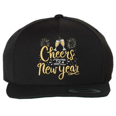 M156 Cheer To A New Year Funny Happy New Year Wine Party Gift Wool Snapback Cap