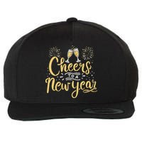 M156 Cheer To A New Year Funny Happy New Year Wine Party Gift Wool Snapback Cap