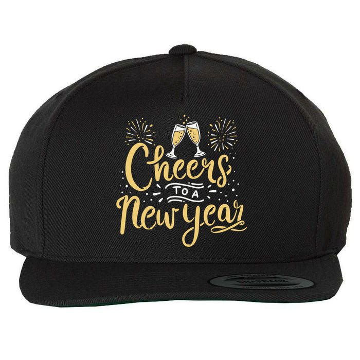 M156 Cheer To A New Year Funny Happy New Year Wine Party Gift Wool Snapback Cap