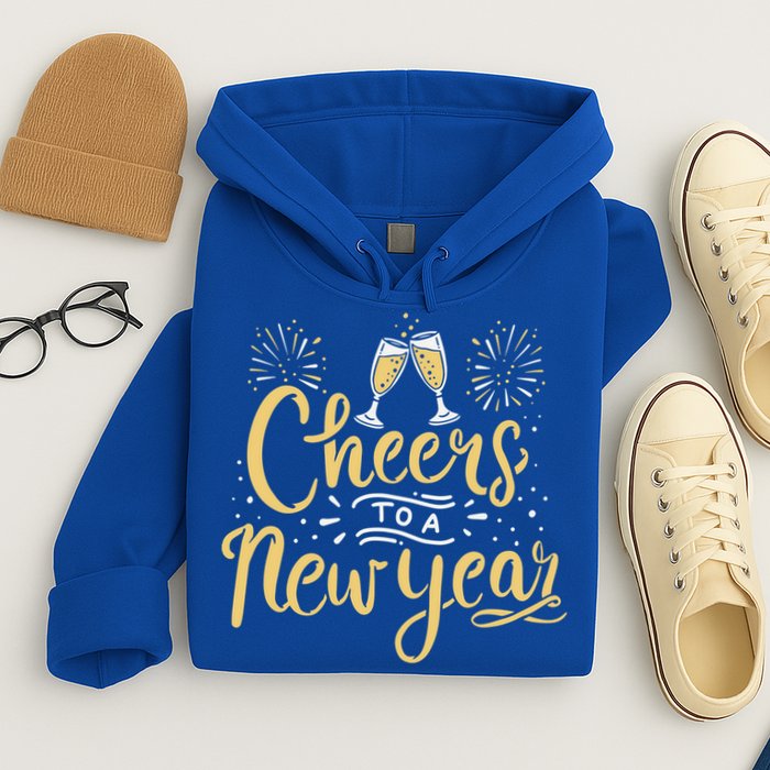 M156 Cheer To A New Year Funny Happy New Year Wine Party Gift Hoodie