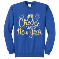 M156 Cheer To A New Year Funny Happy New Year Wine Party Gift Sweatshirt