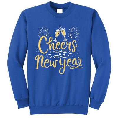 M156 Cheer To A New Year Funny Happy New Year Wine Party Gift Sweatshirt