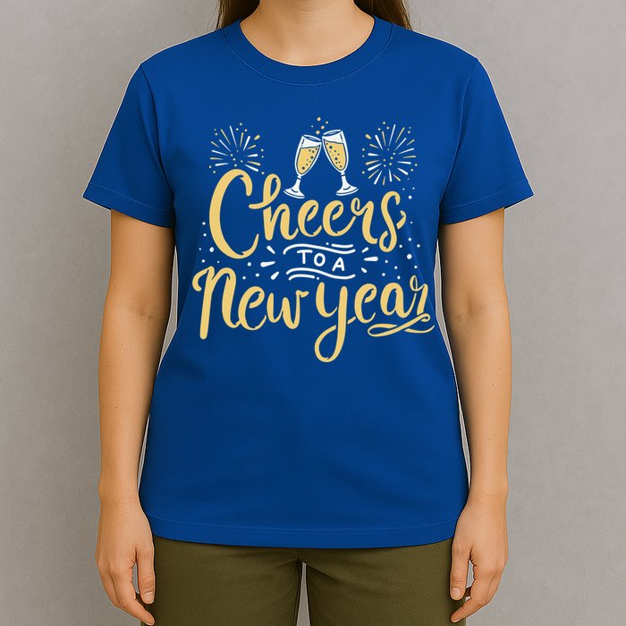 M156 Cheer To A New Year Funny Happy New Year Wine Party Gift T-Shirt