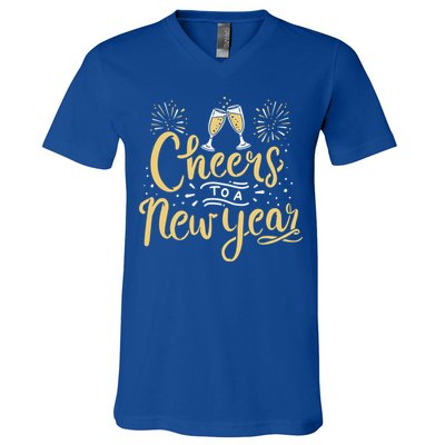 M156 Cheer To A New Year Funny Happy New Year Wine Party Gift V-Neck T-Shirt