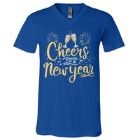 M156 Cheer To A New Year Funny Happy New Year Wine Party Gift V-Neck T-Shirt