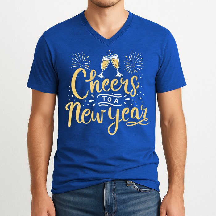 M156 Cheer To A New Year Funny Happy New Year Wine Party Gift V-Neck T-Shirt