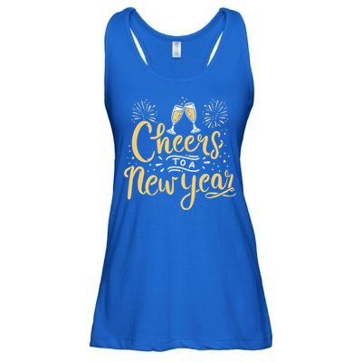 M156 Cheer To A New Year Funny Happy New Year Wine Party Gift Ladies Essential Flowy Tank