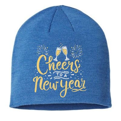 M156 Cheer To A New Year Funny Happy New Year Wine Party Gift Sustainable Beanie