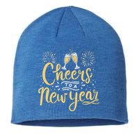 M156 Cheer To A New Year Funny Happy New Year Wine Party Gift Sustainable Beanie