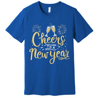 M156 Cheer To A New Year Funny Happy New Year Wine Party Gift Premium T-Shirt