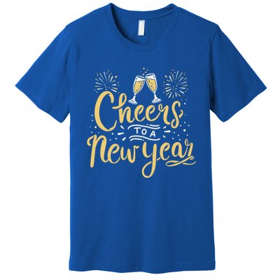 M156 Cheer To A New Year Funny Happy New Year Wine Party Gift Premium T-Shirt