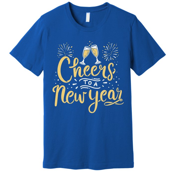 M156 Cheer To A New Year Funny Happy New Year Wine Party Gift Premium T-Shirt