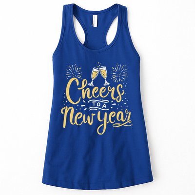 M156 Cheer To A New Year Funny Happy New Year Wine Party Gift Womens Tank Top