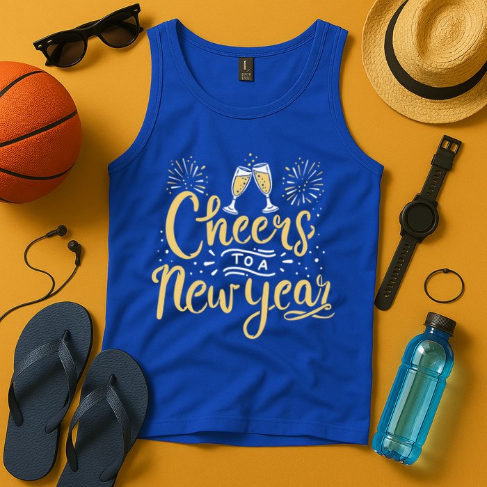 M156 Cheer To A New Year Funny Happy New Year Wine Party Gift Tank Top
