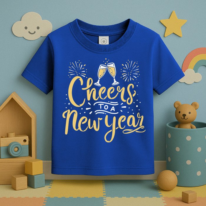M156 Cheer To A New Year Funny Happy New Year Wine Party Gift Toddler T-Shirt