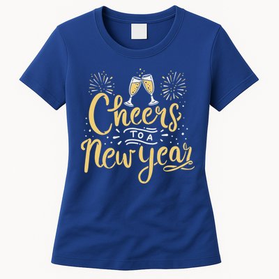 M156 Cheer To A New Year Funny Happy New Year Wine Party Gift Womens T-Shirt