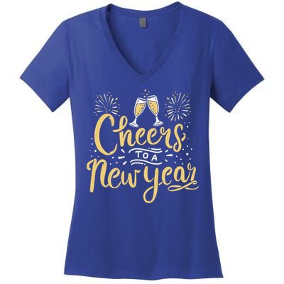 M156 Cheer To A New Year Funny Happy New Year Wine Party Gift Women's V-Neck T-Shirt