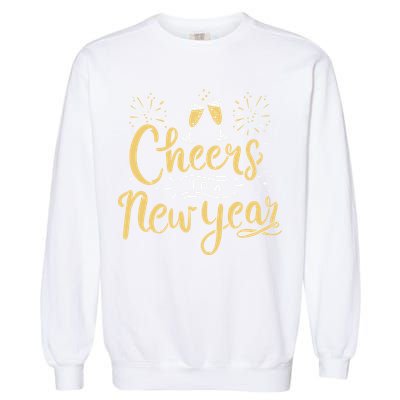 M156 Cheer To A New Year Funny Happy New Year Wine Party Gift Garment-Dyed Sweatshirt
