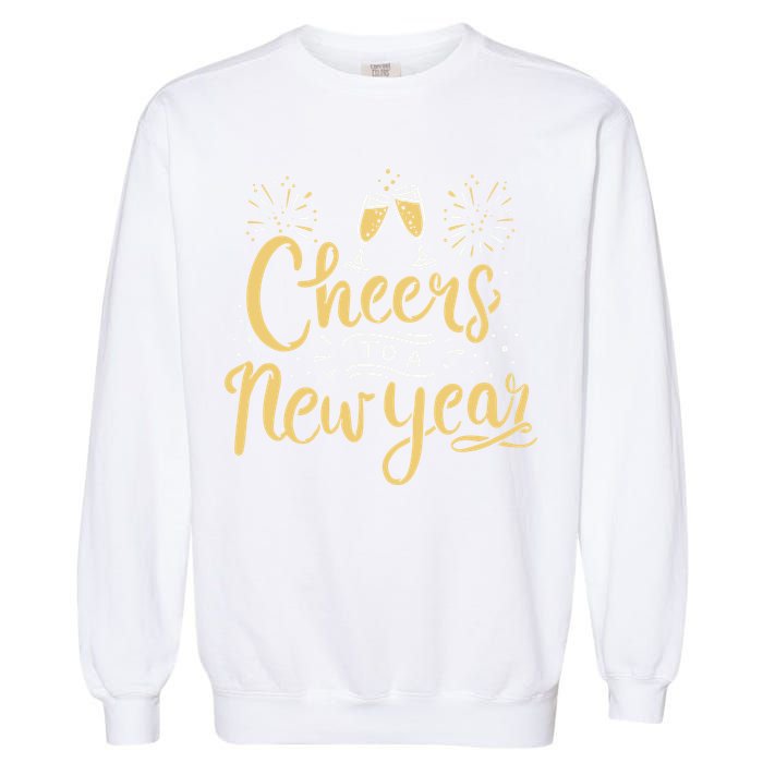 M156 Cheer To A New Year Funny Happy New Year Wine Party Gift Garment-Dyed Sweatshirt