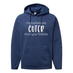 My Cuter Than Yours Funny Newborn Mom Dad Parent Gift Performance Fleece Hoodie