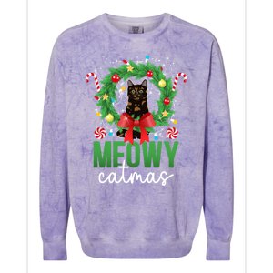 Meowy Catmas Tortie Cat Christmas Tortie Cat Xmas Party Gift Colorblast Crewneck Sweatshirt