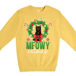 Meowy Catmas Tortie Cat Christmas Tortie Cat Xmas Party Gift Premium Crewneck Sweatshirt