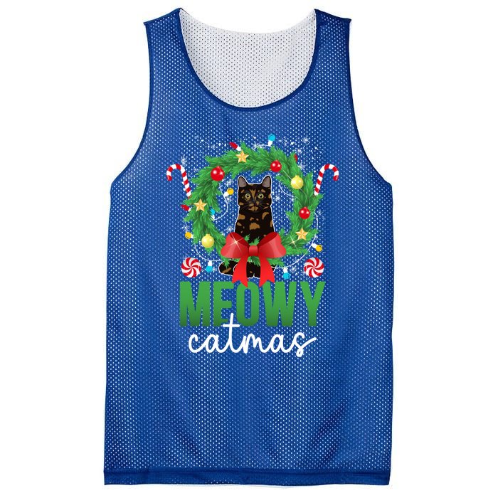 Meowy Catmas Tortie Cat Christmas Tortie Cat Xmas Party Gift Mesh Reversible Basketball Jersey Tank