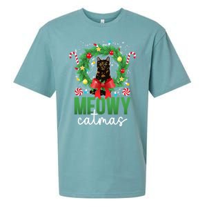 Meowy Catmas Tortie Cat Christmas Tortie Cat Xmas Party Gift Sueded Cloud Jersey T-Shirt