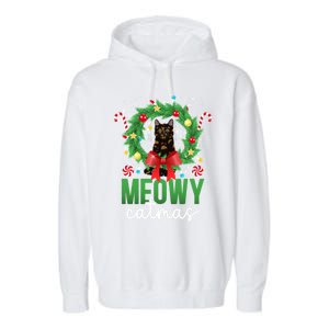 Meowy Catmas Tortie Cat Christmas Tortie Cat Xmas Party Gift Garment-Dyed Fleece Hoodie