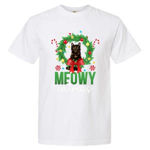 Meowy Catmas Tortie Cat Christmas Tortie Cat Xmas Party Gift Garment-Dyed Heavyweight T-Shirt