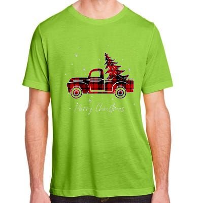 Merry Christmas Tree Buffalo Plaid Red Truck family matching Adult ChromaSoft Performance T-Shirt