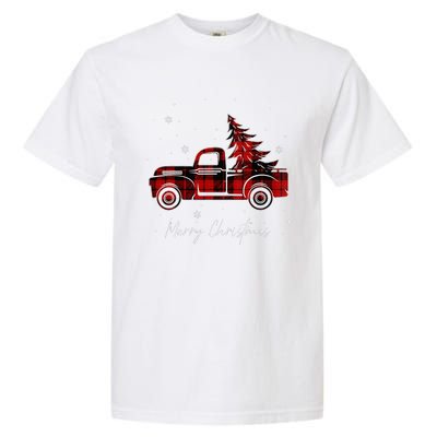 Merry Christmas Tree Buffalo Plaid Red Truck family matching Garment-Dyed Heavyweight T-Shirt