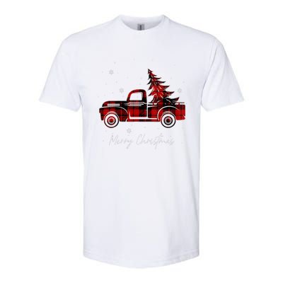 Merry Christmas Tree Buffalo Plaid Red Truck family matching Softstyle® CVC T-Shirt