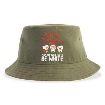 Merry Christmas Teeth Be White Funny Dentist Xmas Dental Gift Sustainable Bucket Hat