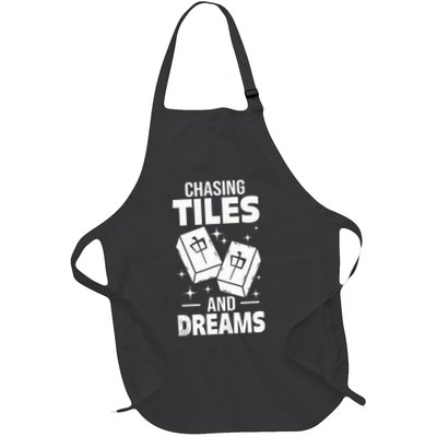 Mahjong Chasing Tiles And Dreams For Asian Player Mahjong Full-Length Apron With Pockets