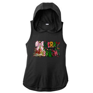 Merry Christmas Tree Xmas Lights Family Holiday Ladies PosiCharge Tri-Blend Wicking Draft Hoodie Tank