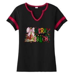 Merry Christmas Tree Xmas Lights Family Holiday Ladies Halftime Notch Neck Tee