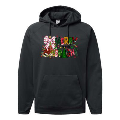 Merry Christmas Tree Xmas Lights Family Holiday Performance Fleece Hoodie